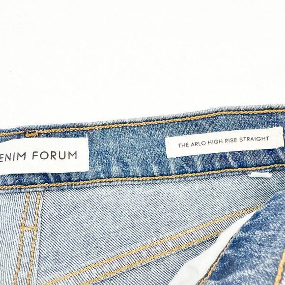 Denim Forum The Arlo High Rise Straight Button Fly Cotton Denim Jeans Size 25 - Picture 6 of 10